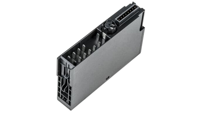 Modulo I/O PLC Siemens 6ES7138-4CA01-0AA0 per Serie ET200S, alimentazione 24 V c.c., dimensioni 81 x 15 x 52 mm.