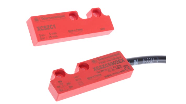 Interruttore di sicurezza senza contatto Telemecanique Sensors XCSDMC5902EX, 24V cc, contatti NC, protezione IP66/IP67, dimensioni 16 x 7 x 51 mm.