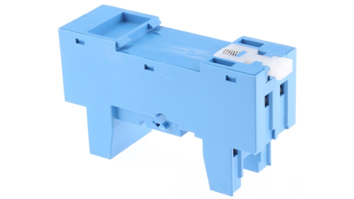 Finder 96.02SMA, zoccolo per relè miniaturizzato DPDT, montaggio su guida DIN, dimensioni 37,7 x 27,7 x 20,7 mm.