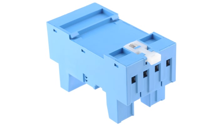 Finder 96.04SMA, zoccolo per relè 56,34, montaggio su guida DIN, 4 PDT, 250V, 12A, dimensioni 37,6x27,7x40,8 mm.