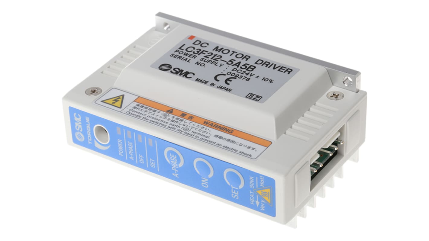 Controllore SMC LC3F212-5A5B per motori c.c., 1 fase, 24 V, 2,3 A, con segnali ON/OFF e regolazione di spinta.