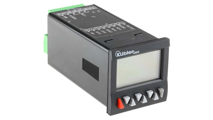 Contatore di frequenza e impulsi LCD Kübler 6.923.0100.300, montaggio a pannello 48 x 48 mm, grado di protezione IP65.