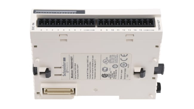 Modulo I/O digitale Schneider Electric TM2DDI16DT per serie Twido, 16 ingressi, alimentazione 24 V c.c., montaggio su guida DIN.