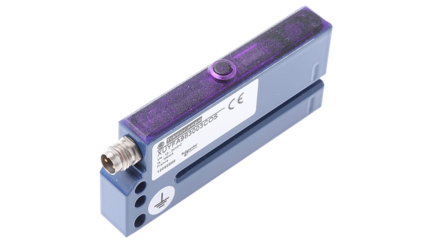 Sensore fotoelettrico a forcella Telemecanique Sensors XUYFA983003COS, rilevamento fino a 3 m, uscita NPN/PNP, custodia in alluminio anodizzato.