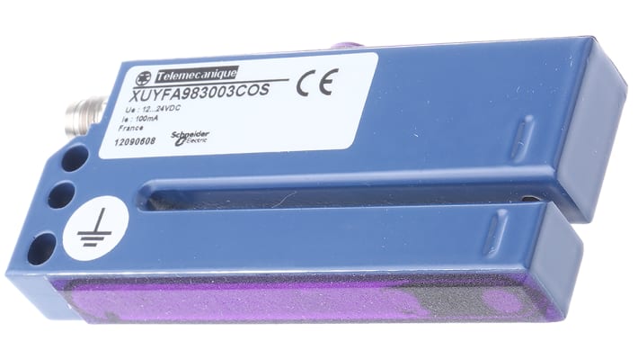 Sensore fotoelettrico a forcella Telemecanique Sensors XUYFA983003COS, rilevamento fino a 3 m, uscita NPN/PNP, custodia in alluminio anodizzato.