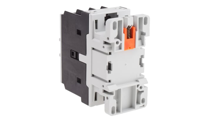 Contattore Lovato BF3800A110, 3 poli, 38 A, bobina 110 V c.a., montaggio su guida DIN 35 mm, dimensioni 45x90x90 mm.