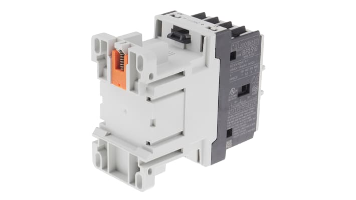 Contattore Lovato BF2510D024, 3 poli, 25 A, bobina 24 V c.c., montaggio su guida DIN 35 mm, dimensioni 81 x 45 x 80.7 mm.