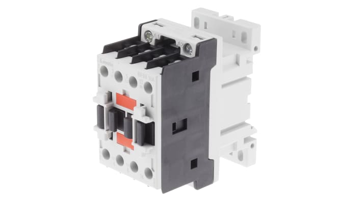 Contattore Lovato BF0910A400, 3 poli, 9 A, bobina 400 V, montaggio su guida DIN 35 mm, dimensioni 81 x 45 x 80.7 mm.