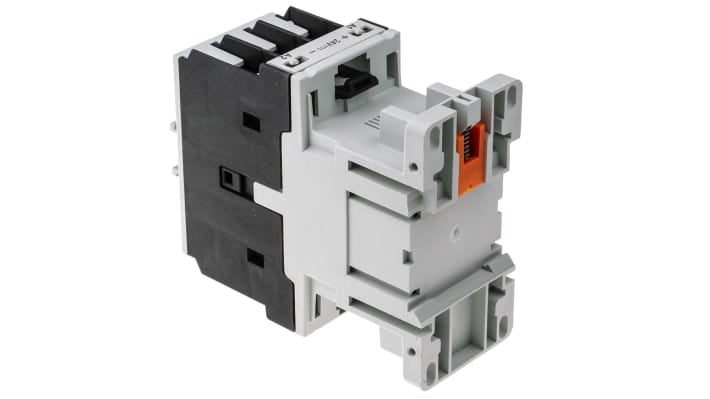 Contattore Lovato BF3800D024, 3 poli, 38 A, bobina 24 V c.c., montaggio su guida DIN 35 mm, dimensioni 45x90x90 mm.