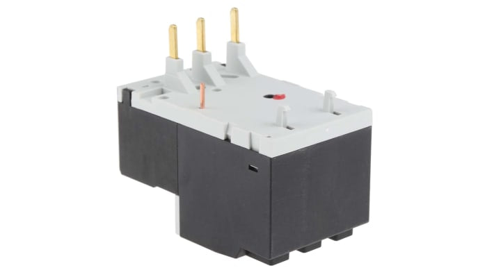 Lovato RF380250, relè di sovraccarico termico 3 poli, 2,5 A, montaggio su contattori BF09-BF38, dimensioni 134,8 x 45 x 90 mm.