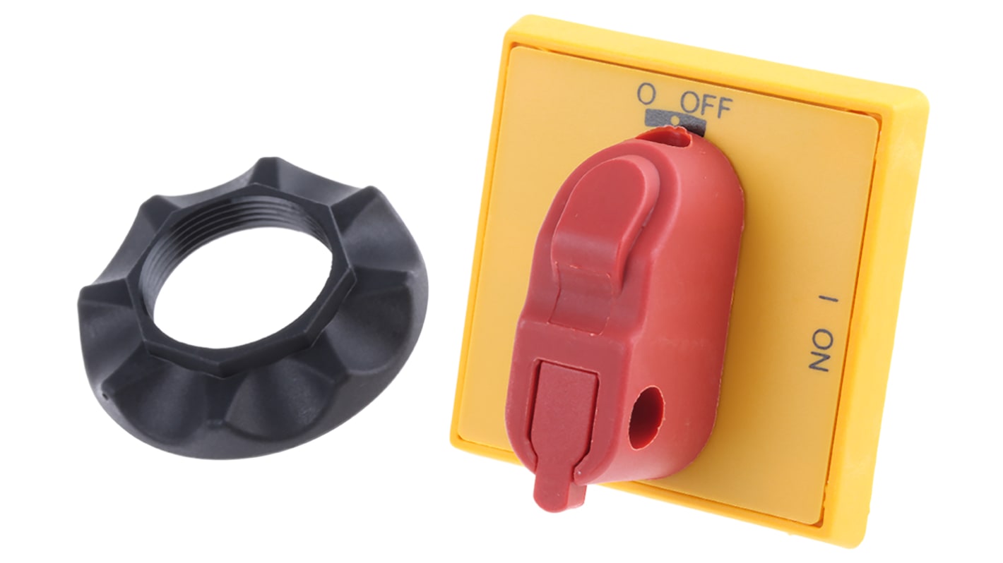 Manopola rotante ABB OHYS3AH 1SCA105325R1001, colore rosso/giallo, grado di protezione IP54, per selettori Serie OT.