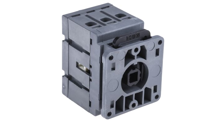 Interruttore di isolamento ABB OT16FT3, 3 poli, 16 A, montaggio a pannello, dimensioni 54x43x52 mm, protezione IP20.