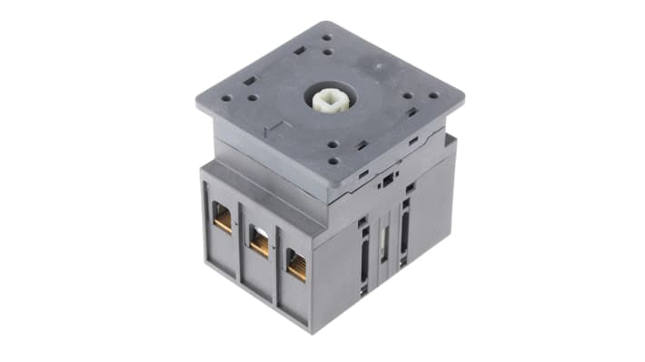 Interruttore sezionatore ABB 3 poli, 80 A, montaggio a pannello, dimensioni 72 x 65 x 69 mm, grado di protezione IP20.