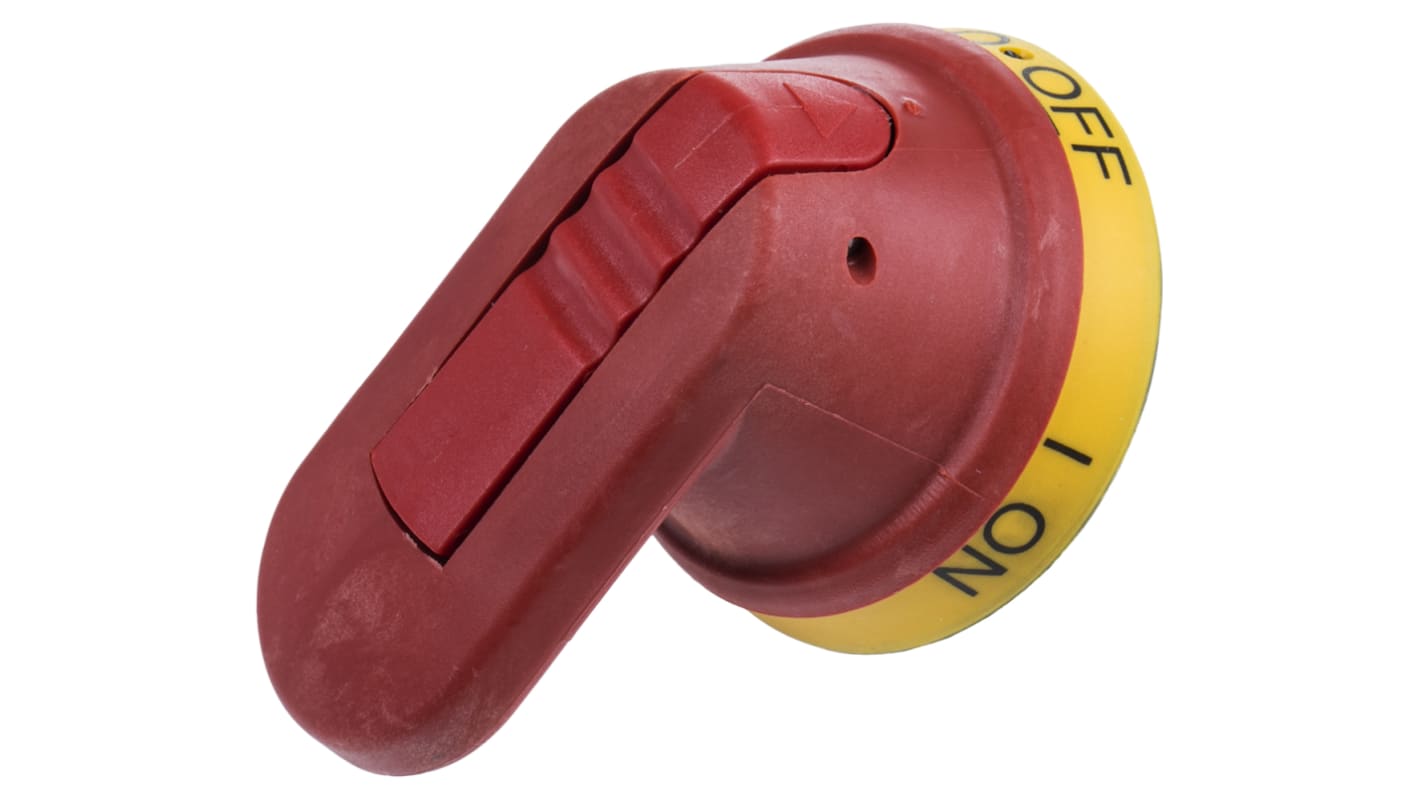 Manopola rotante ABB OHY65J6 per interruttori di sicurezza, colore rosso/giallo, diametro albero 6mm, IP65.