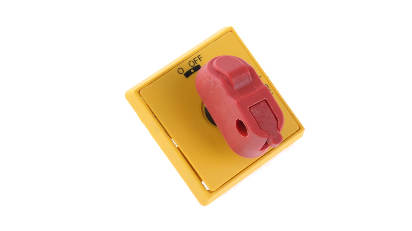 Manopola rotante ABB OHYS3RH 1SCA105328R1001, rosso/giallo, IP54, per attivazione sezionatori nella Serie OT.