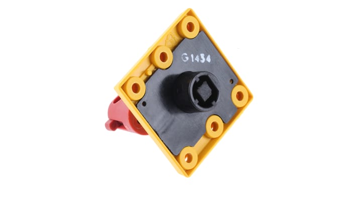 Manopola rotante ABB OHYS3RH 1SCA105328R1001, rosso/giallo, IP54, per attivazione sezionatori nella Serie OT.