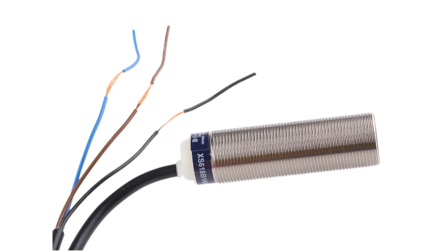 Sensore di prossimità induttivo Telemecanique XS618B1NAL2, M18 x 1, rilevamento 8 mm, NPN per applicazioni industriali.