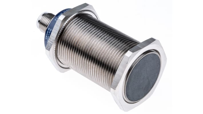 Sensore di prossimità cilindrico PNP Telemecanique Sensors XS630B1PBM12, M30, rilevamento 15 mm, alimentazione 12-48 V c.c., IP67/IP69K.