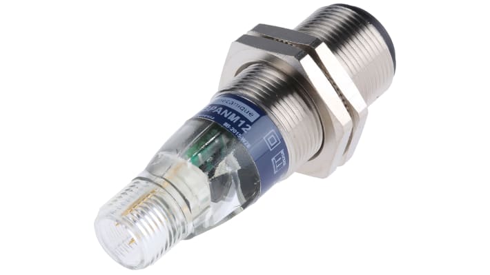 Sensore fotoelettrico cilindrico a retroriflessione Telemecanique Sensors XUB1BPANM12, rilevamento fino a 4 m, IP65/IP67.