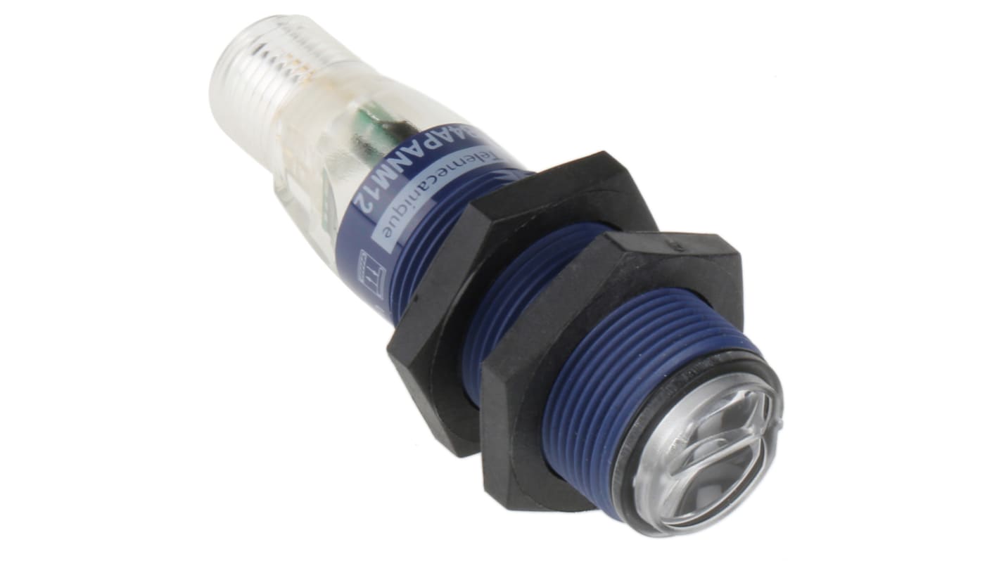 Sensore fotoelettrico cilindrico Telemecanique Sensors XUB4APANM12, rilevamento diffuso, uscita PNP, IP65/IP67.