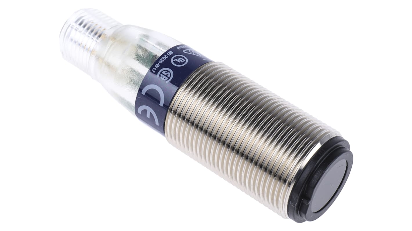 Sensore fotoelettrico cilindrico Telemecanique XUB2BKSNM12T: rilevamento 15m, uscita Relè, IP65/67. Ideale per industria e movimentazione materiali.