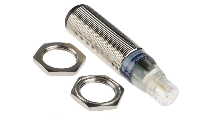 Sensore fotoelettrico cilindrico Telemecanique Sensors XUB5BPANM12, rilevamento diffuso fino a 600 mm, uscita PNP, IP65/IP67.