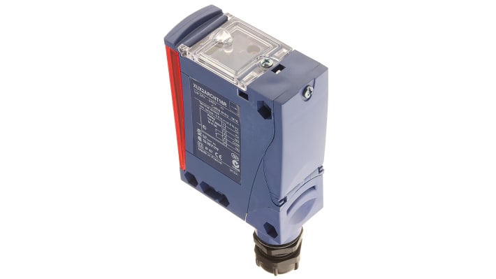 Sensore fotoelettrico rettangolare Telemecanique Sensors XUX2ARCNT16R, rilevamento fino a 40 m, corpo compatto 30 x 92 mm, IP67.