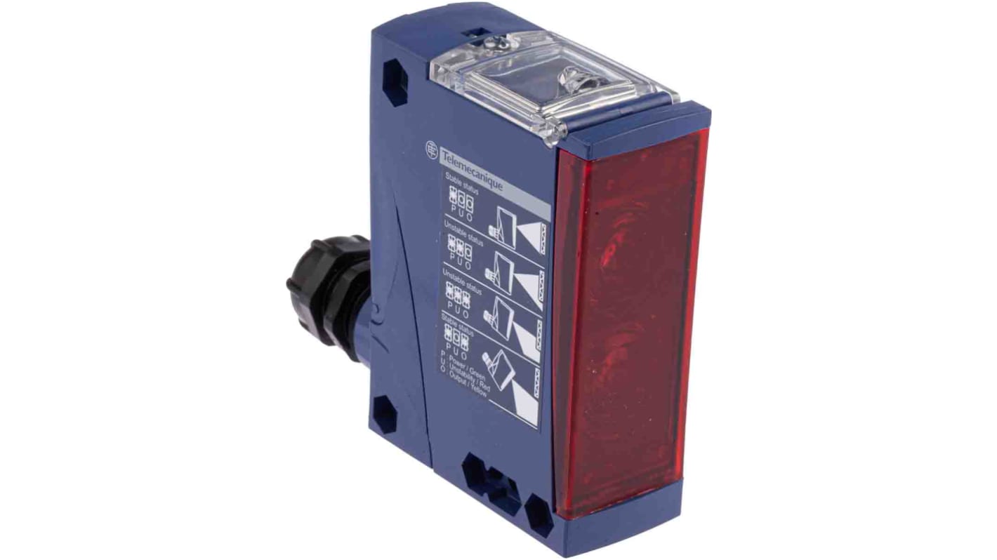 Sensore fotoelettrico Telemecanique XUX9ARCNT16, rilevamento retroriflessione 11m, IP67, temperatura -25 → +55 °C. Uscita Relè.
