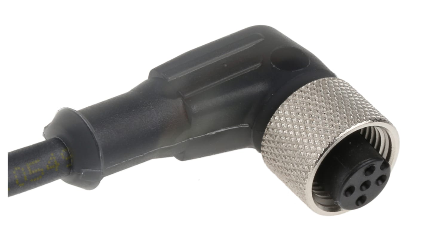 Cavo sensore/attuatore M12 femmina Telemecanique Sensors, 5 m, 5 conduttori, protezione IP65/IP67/IP69K, angolo retto. Codice XZCP1264L5.