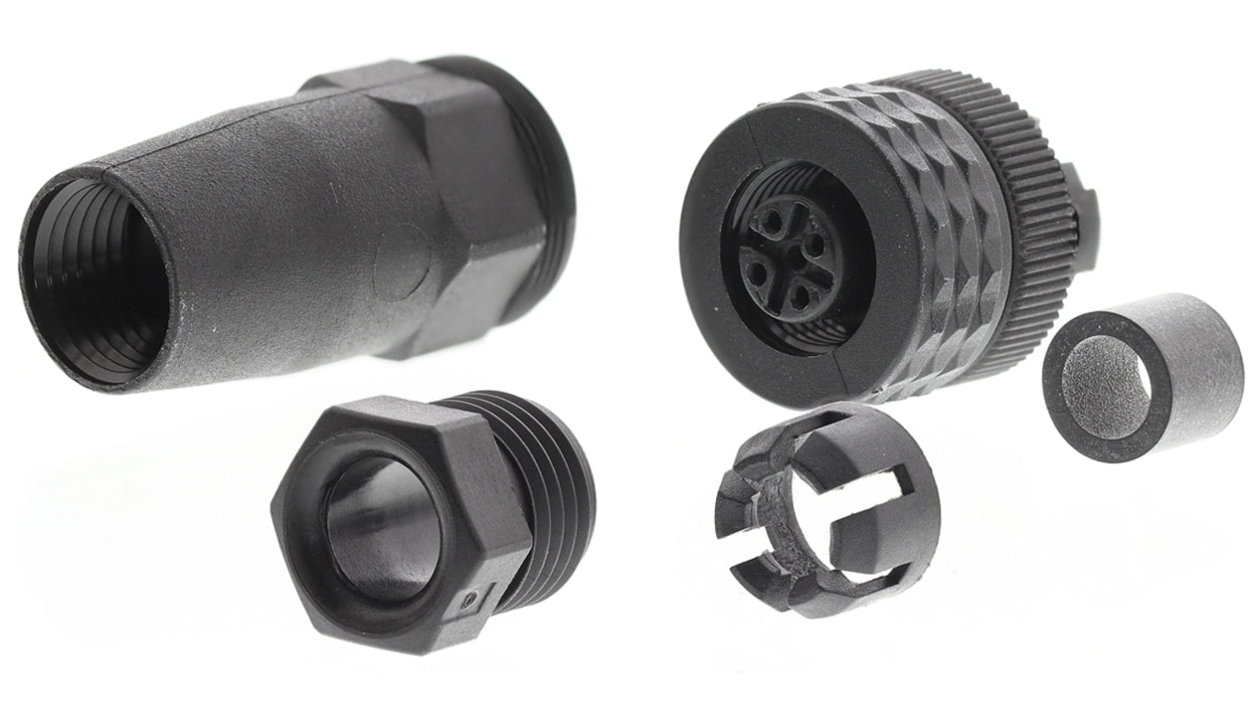 Connettore circolare femmina M12 4 poli Telemecanique Sensors XZCC12FDP40B per sensori Schneider, terminazione a vite.