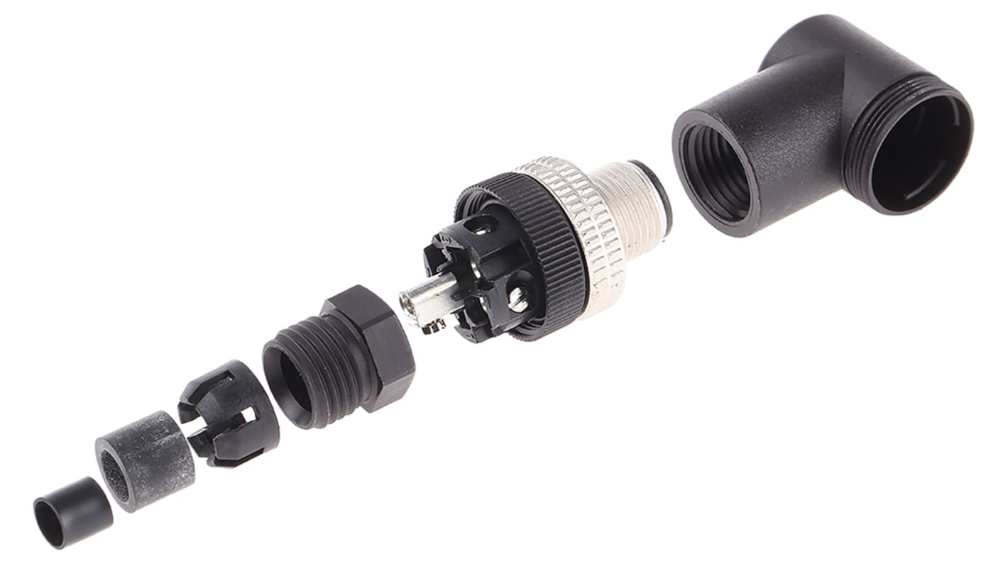 Connettore circolare maschio M12 Telemecanique Sensors, serie XZCC, 5 poli, montaggio su cavo, grado di protezione IP67.