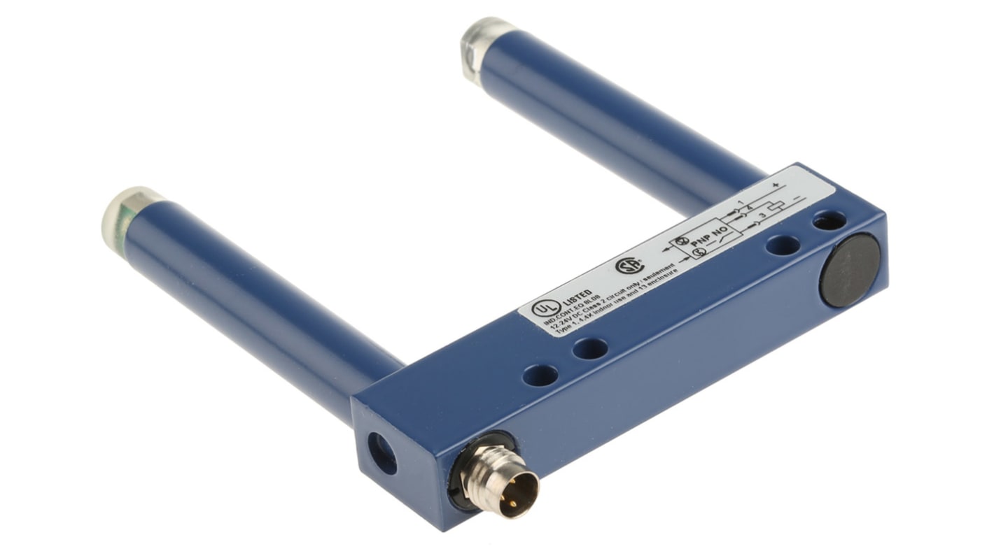 Sensore fotoelettrico a forcella Telemecanique Sensors XUVR0605PANM8, rilevamento a 50 mm, uscita PNP, connettore M8.