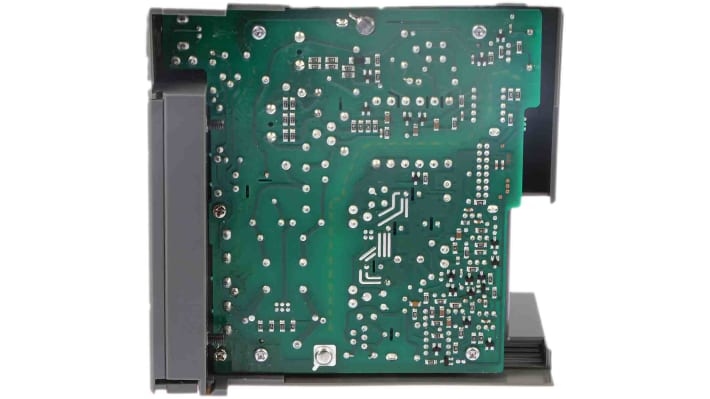 Alimentatore PLC Allen Bradley 1746-P2 per serie SLC 500, 120/240V, 5A, dimensioni 74x140x145 mm, con fusibile e LED.