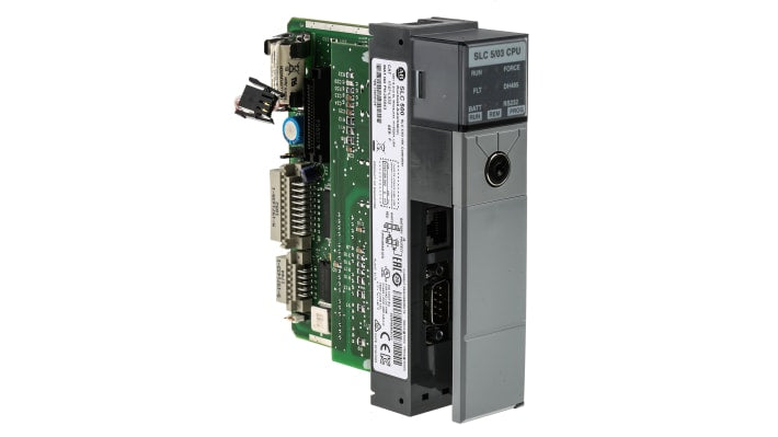 Allen Bradley 1747-L532, CPU PLC SLC 500, 5-24 V, 16000 parole, montaggio a pannello, dimensioni 145 x 35 x 142 mm.