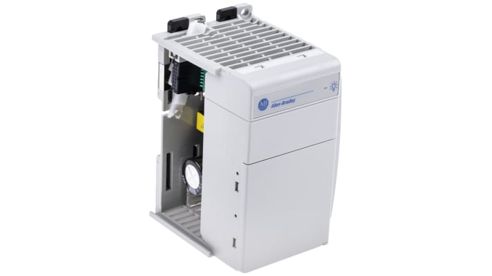 Alimentatore PLC Allen Bradley 1769-PA2 per moduli I/O compatti, 85-265V c.a., 2A a 5V c.c., dimensioni 70 x 118 x 87 mm.