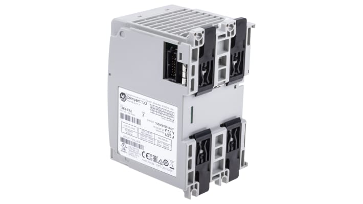 Alimentatore PLC Allen Bradley 1769-PA2 per moduli I/O compatti, 85-265V c.a., 2A a 5V c.c., dimensioni 70 x 118 x 87 mm.