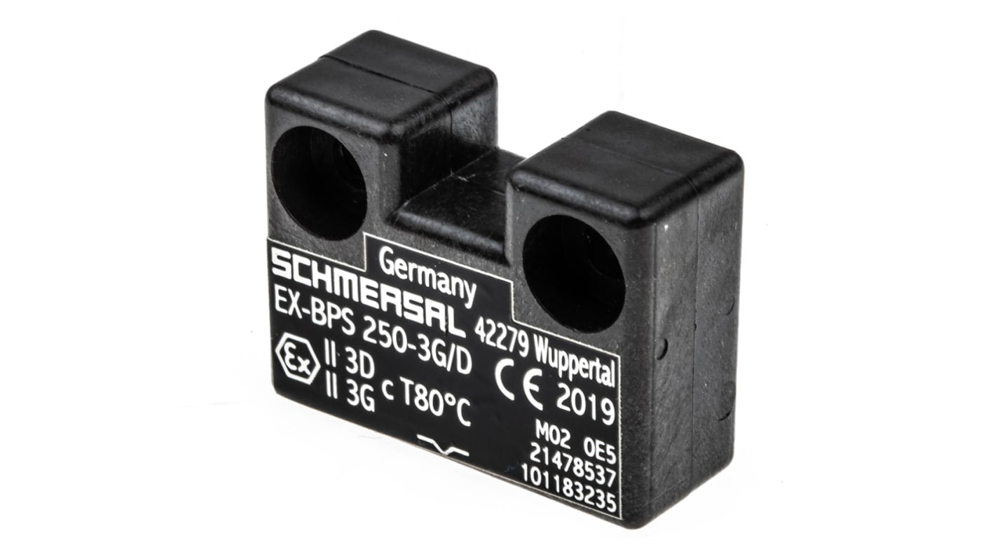 Interruttore di sicurezza Schmersal EX-BPS 250-3G/D, senza contatto, dimensioni 13 x 33 x 25 mm, protezione IP67, per ambienti industriali.