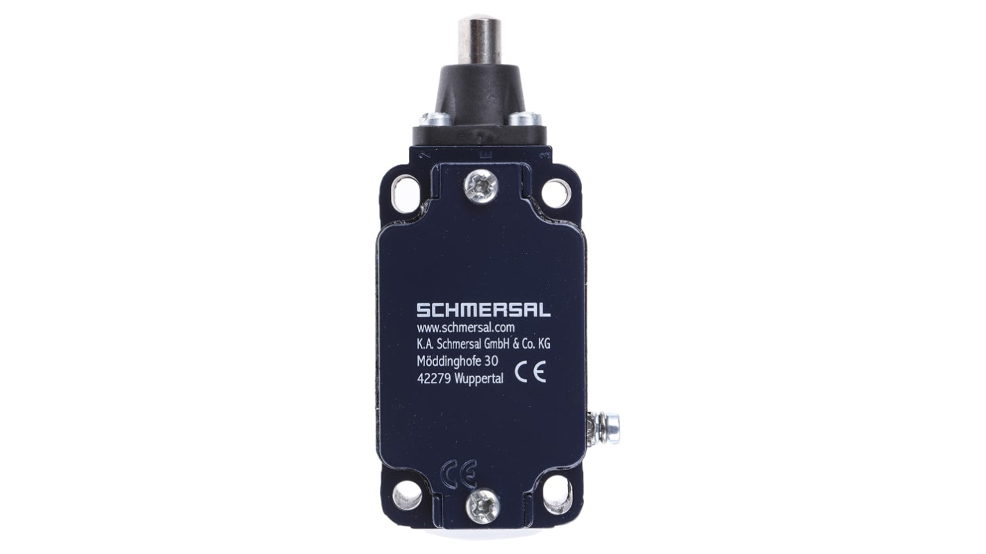 Schmersal EX-ZS 335-02Z-3G/D, interruttore di fine corsa a pistone NC, 230V, custodia metallica, IP67, dimensioni 66,5mm x 40,5mm x 38mm.