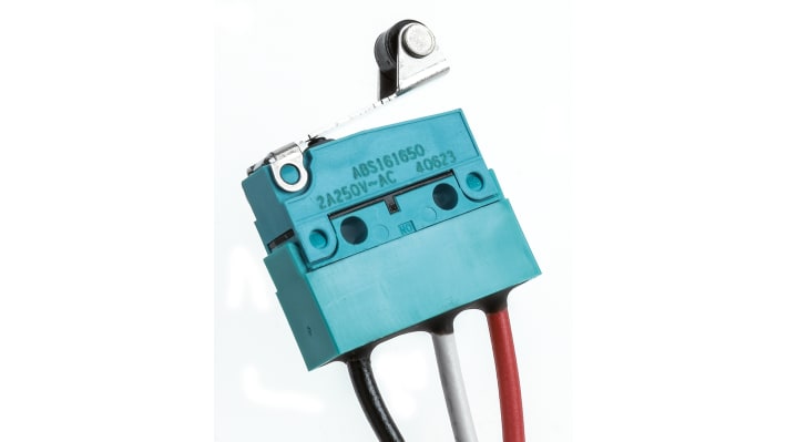 Microinterruttore Panasonic SP-CO pre-cablato IP67, dimensioni 19,8 x 11,1 x 6,4 mm, forza di azionamento 0,59 N.