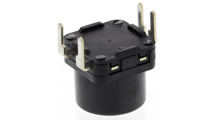 Interruttore inclinabile Panasonic AHF22, montaggio orizzontale, angolo 25-60 gradi, dimensioni 11.5 x 9.5 x 11.9 mm.