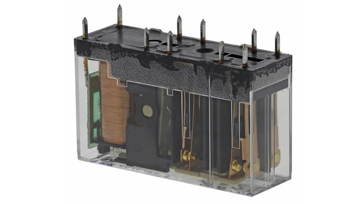 Relè Panasonic SFS2-L-DC24V DPDT a montaggio su PCB, 24V cc, 6A, profilo sottile 13mm, temperatura operativa -40°C/+85°C.