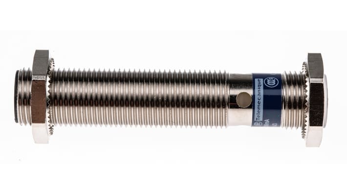 Sensore di prossimità cilindrico PNP Telemecanique Sensors XS512BLPAM12, M12, rilevamento 2 mm, IP69K, alimentazione 12-48 V c.c.