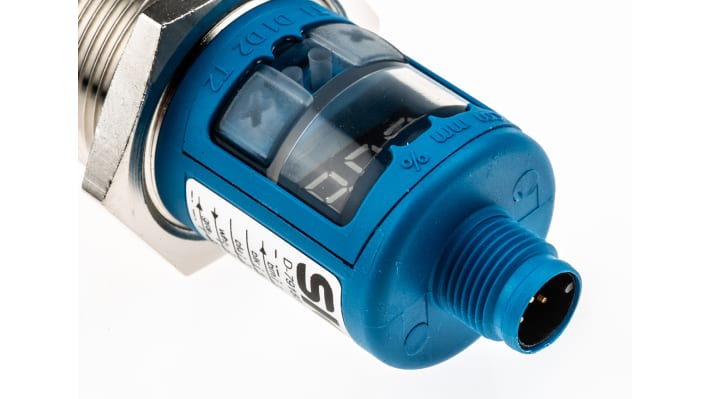 Sensore di prossimità cilindrico Sick UM30-214113, tecnologia a ultrasuoni, gamma di rilevamento 350-3400 mm, IP67.