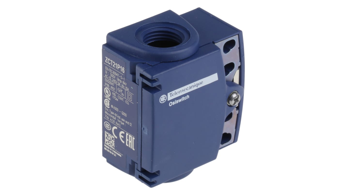 Interruttore di fine corsa Telemecanique Sensors ZCT21P16, contatti NO/NC, protezione IP66/IP67, corpo in plastica, azione rapida.