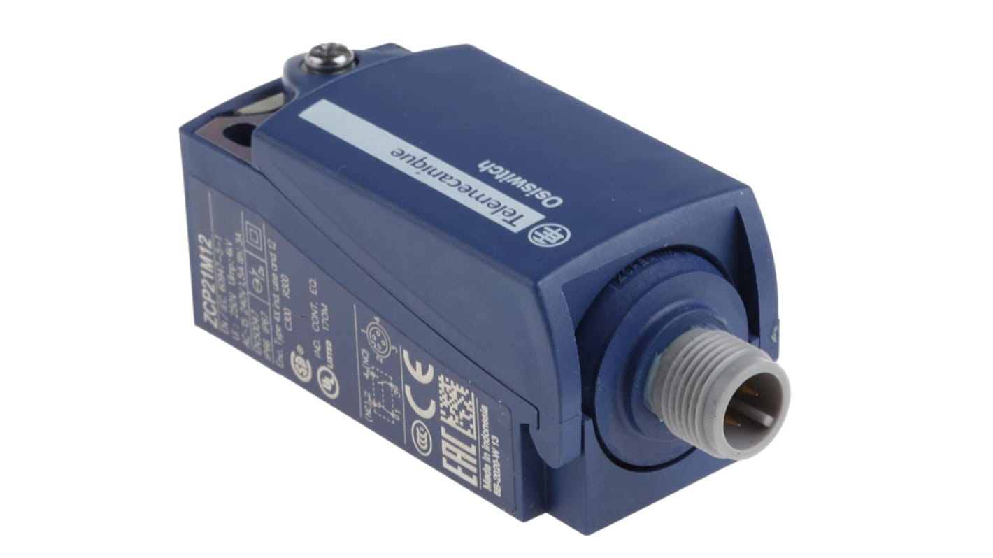 Interruttore di Fine Corsa Telemecanique Sensors ZCP21M12 OsiSwitch XC, 2 Poli, Argento, 240V, 1,5A - Ideale per macchine industriali, contatti placcati argento e protezione cortocircuiti.