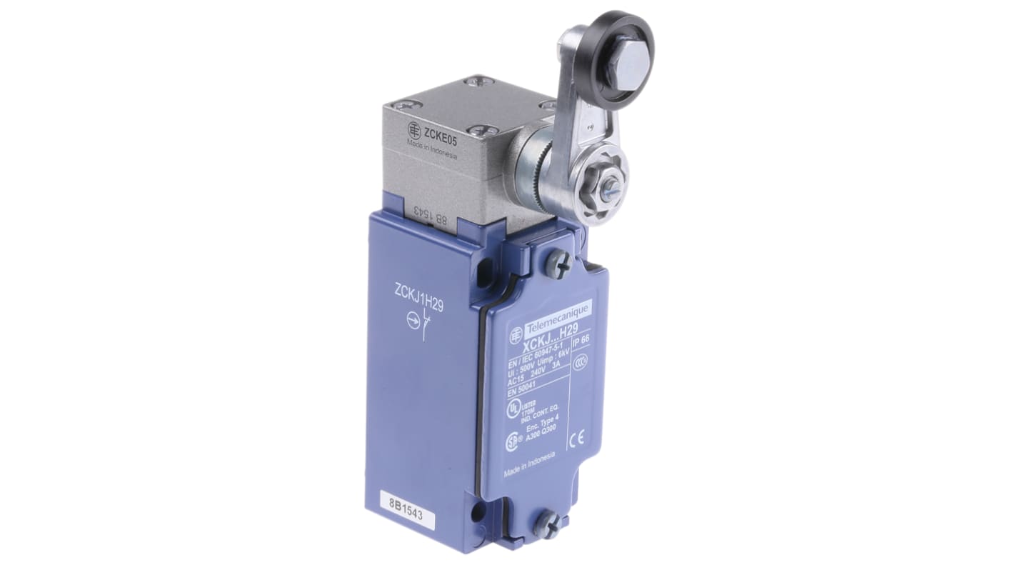 Interruttore di fine corsa Telemecanique Sensors XCKJ10511H29 - Leva NO/NC 240V 10A IP66 per scale mobili e assemblaggio elettrico.