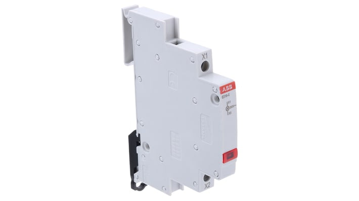 Indicatore LED ABB E219-C rosso, tensione 115-230 V, corrente 16 A, grado di protezione IP20, peso 40 g.