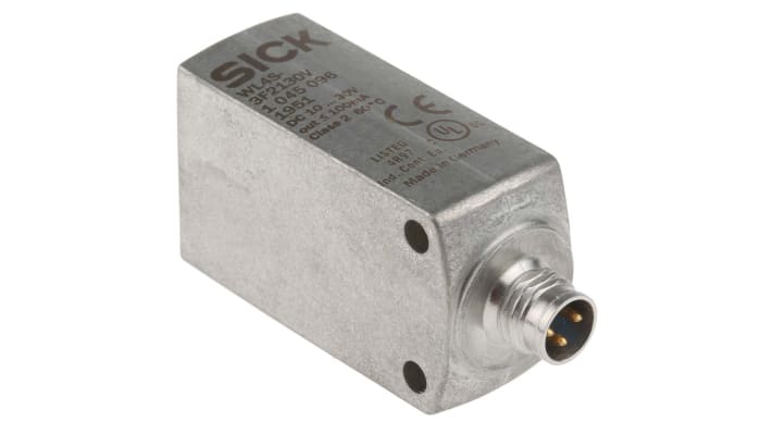 Sensore fotoelettrico Sick WL4S-3F2130V a retroriflessione, rilevamento fino a 4 m, montaggio a pannello, IP68/IP69K.