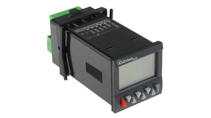 Kübler 6.907.0100.3A0, contatore LCD 12 cifre, montaggio a pannello 48 x 48 mm, alimentazione 10-30 V c.c., IP65.
