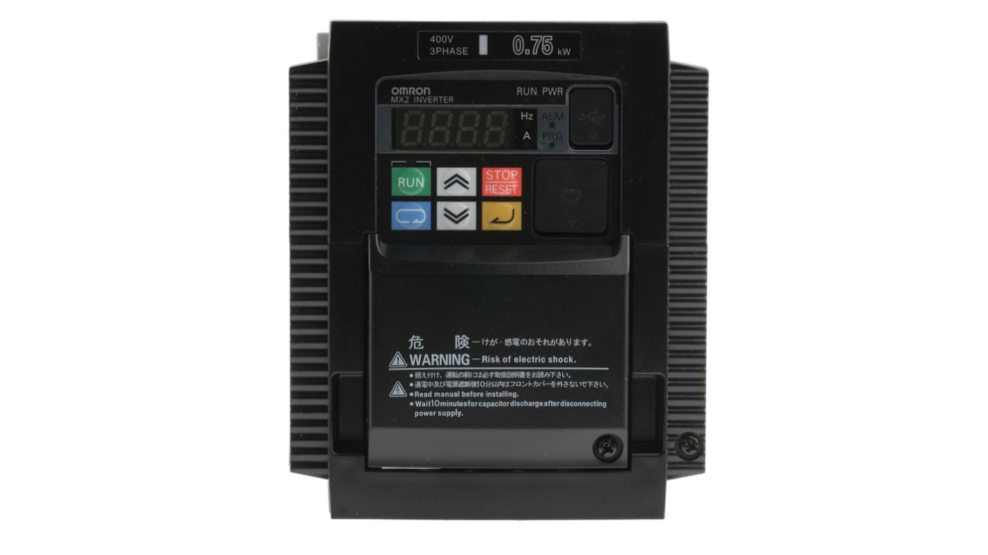 Inverter trifase Omron 3G3MX2A4007E, potenza 0,75 kW, tensione 400 V, dimensioni 171x108x128 mm, comunicazione Profibus.